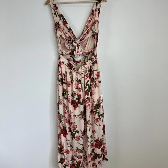 Sisters of the Tribe Women's Size 14 Red Pink Floral Jumpsuit Romantic Flowy - Picture 5 of 14